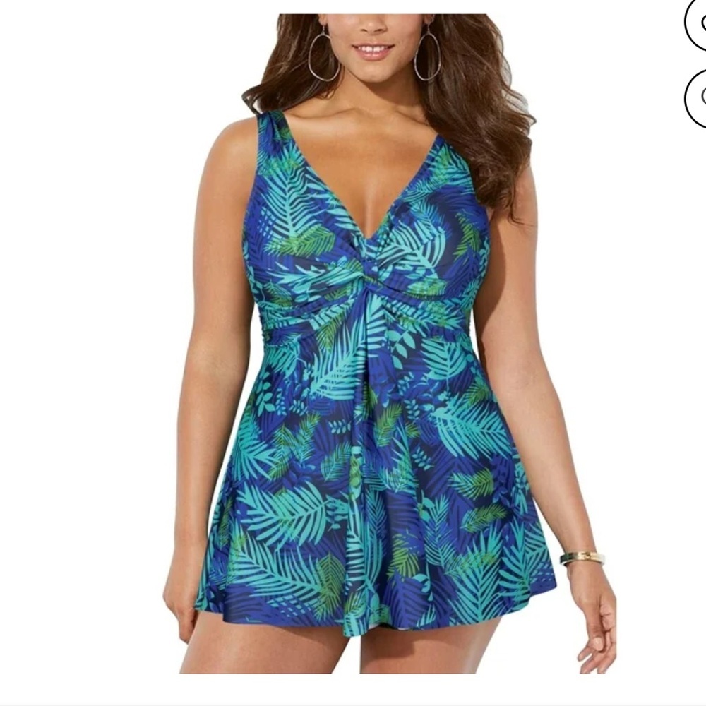 ZENBRIELE Women's Plus Size Swimdress Two Piece Tankini Tummy Control NWOT